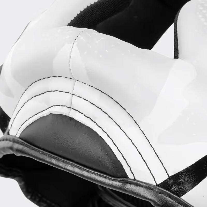 White & Black Boxing Sparring Head Guard with Cheek Protection – Protective Headgear
