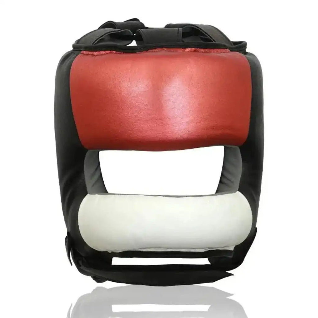 Red, White & Black Boxing Head Guard – Full Face Sparring Headgear