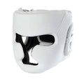 White Full Face Boxing Head Guard with Cheek & Chin Protection – Sparring Headgear