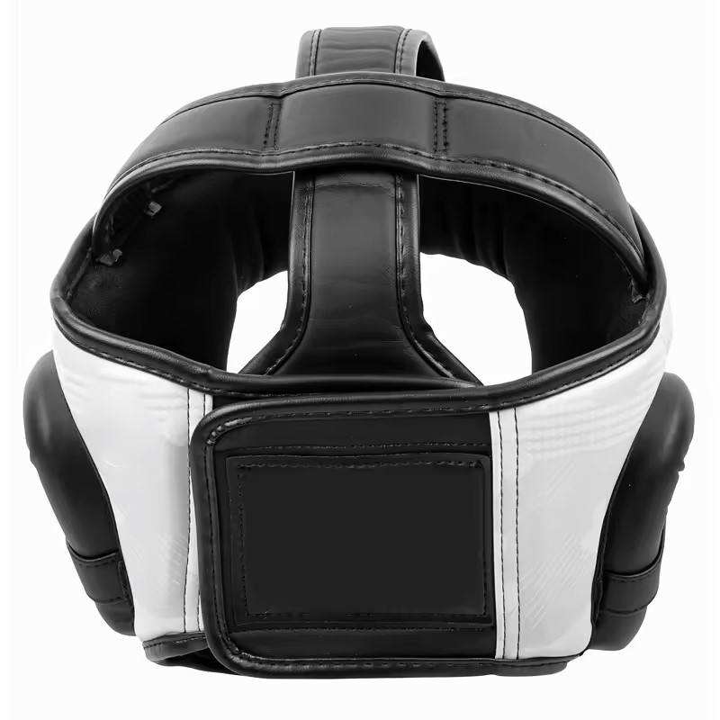 White & Black Boxing Sparring Head Guard with Cheek Protection – Protective Headgear