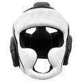 White & Black Boxing Sparring Head Guard with Cheek Protection – Protective Headgear