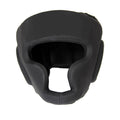 Black Full Coverage Boxing Headgear with Chin Guard – Protective Sparring Head Guard