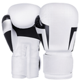 Genuine Leather Boxing Gloves for Training, Sparring & Muay Thai – White & Black