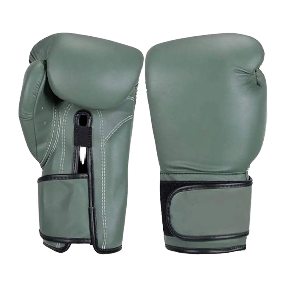Genuine Leather Boxing Gloves for Training, Sparring & Muay Thai – Olive Green