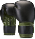 Genuine Leather Boxing Gloves for Training, Sparring & Muay Thai – Black & Green