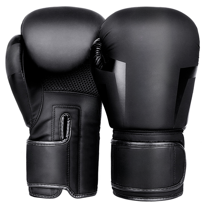 Genuine Leather Boxing Gloves for Training, Sparring & Muay Thai – Black