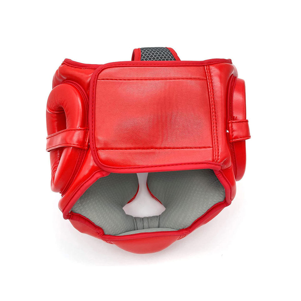 Red Boxing Head Guard with Face & Cheek Protection – Sparring Headgear | PlayGo Sports