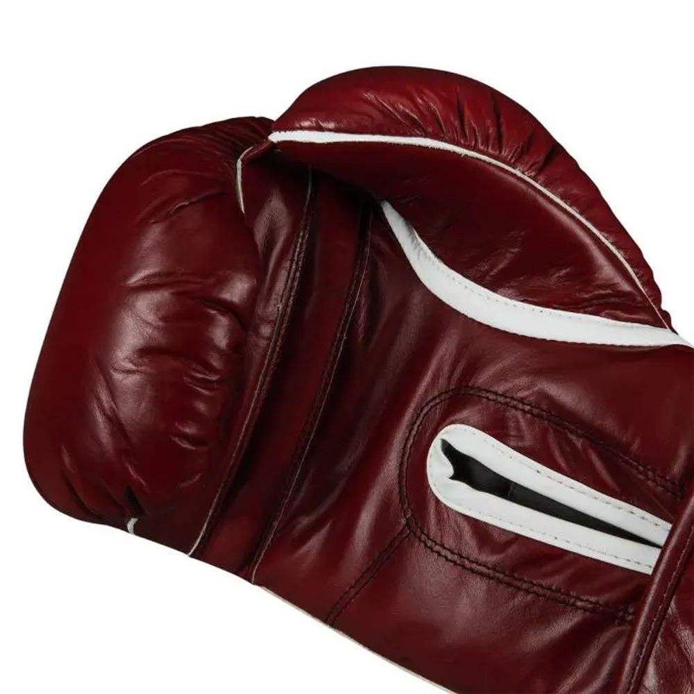 Genuine Leather Boxing Gloves for Training, Sparring & Muay Thai – Maroon & White