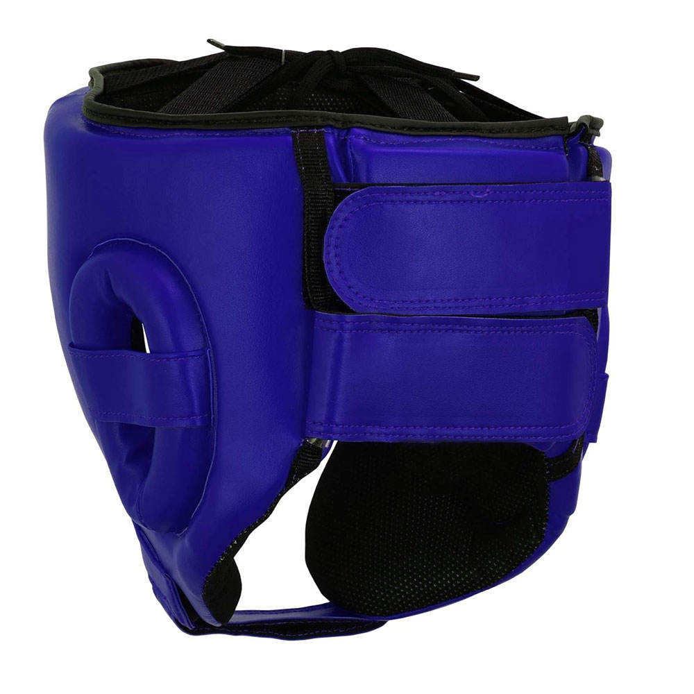 Blue Open Face Boxing Headgear – Lightweight Sparring Head Guard with Ear Protection | PlayGo Sports