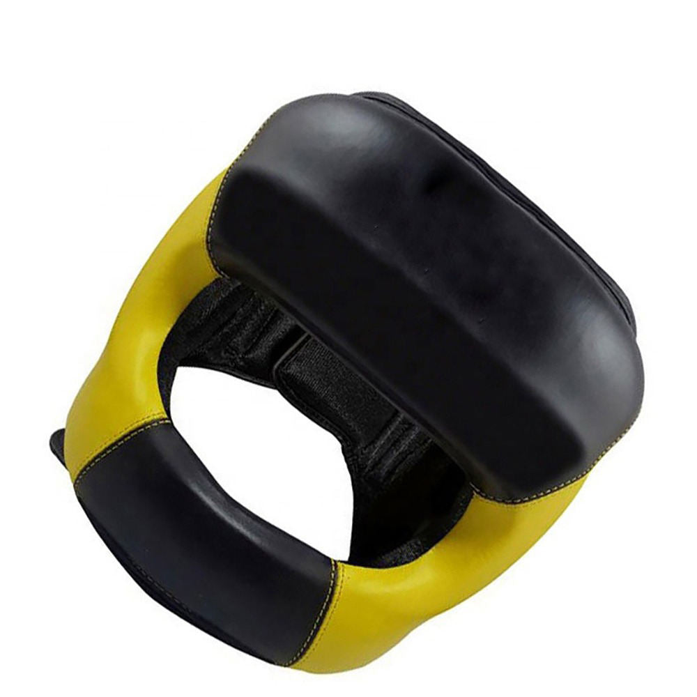 Yellow & Black Boxing Head Guard with Ear & Chin Protection – Sparring Headgear