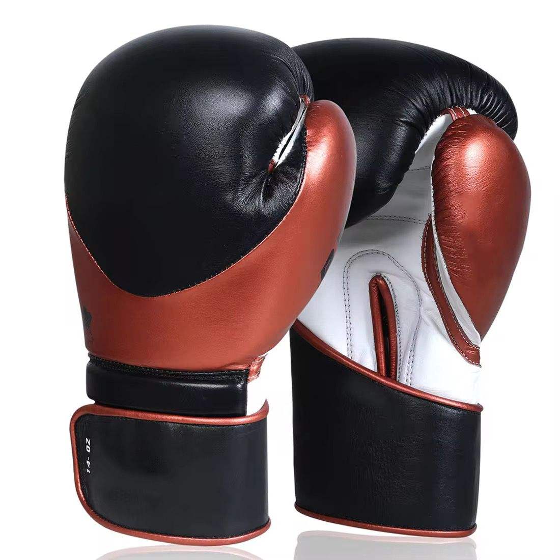 Professional Leather Boxing Gloves with Wrist Support – Black & Brown