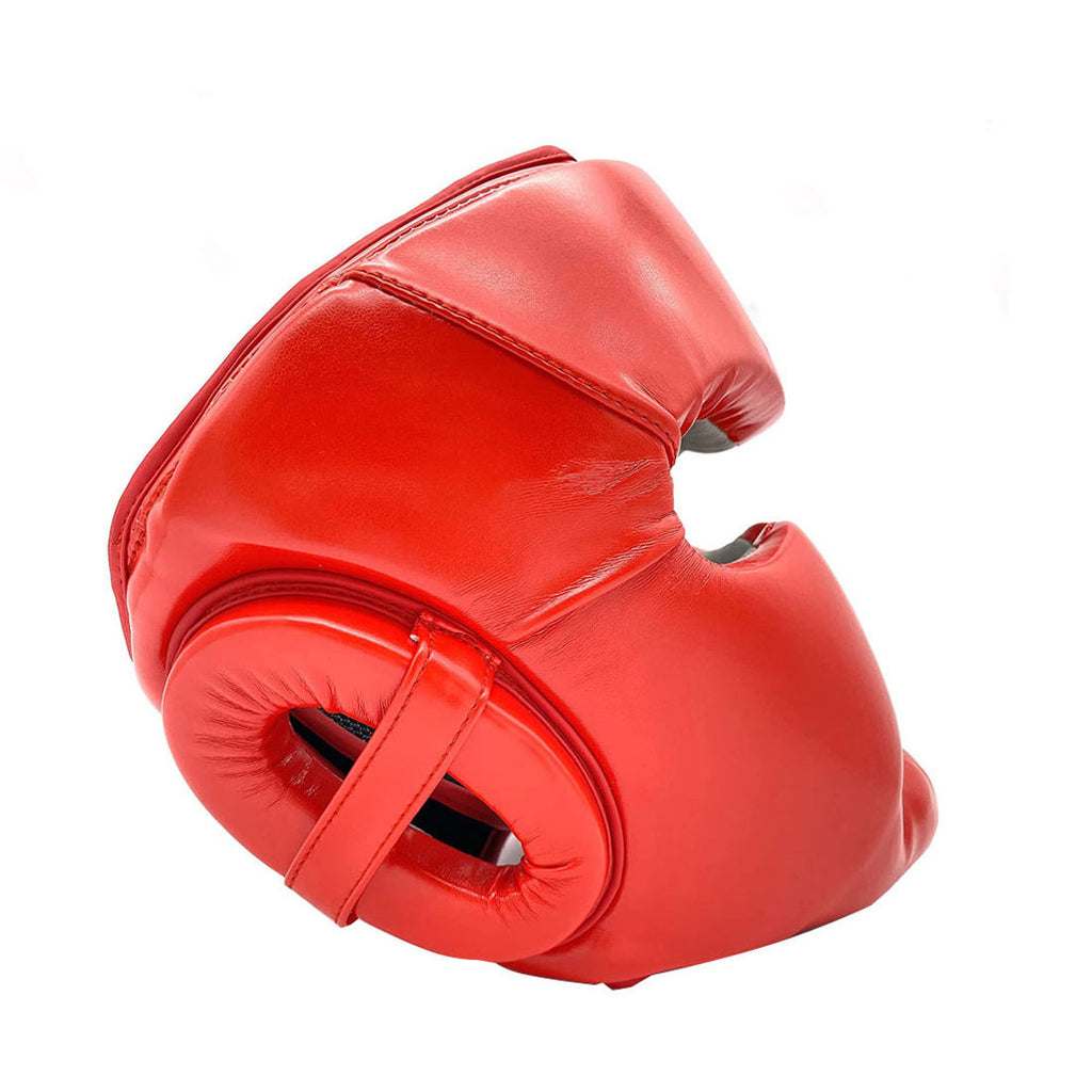 Red Boxing Head Guard with Face & Cheek Protection – Sparring Headgear | PlayGo Sports