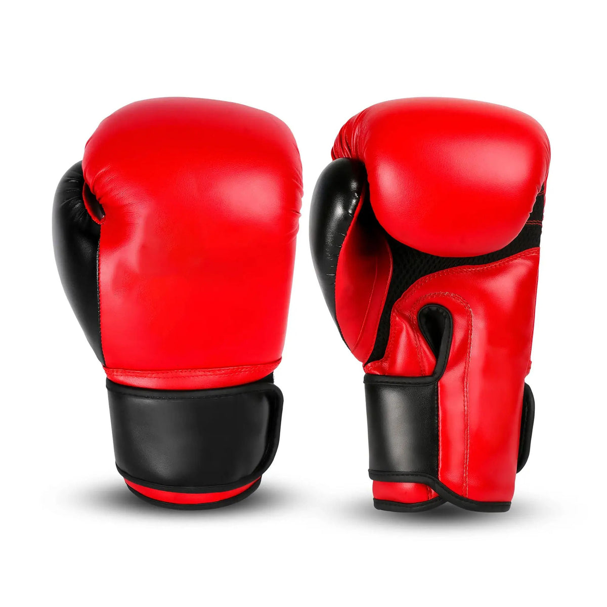 Genuine Leather Boxing Gloves for Training, Sparring & Muay Thai – Red & Black