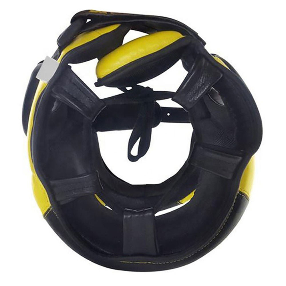 Yellow & Black Boxing Head Guard with Ear & Chin Protection – Sparring Headgear