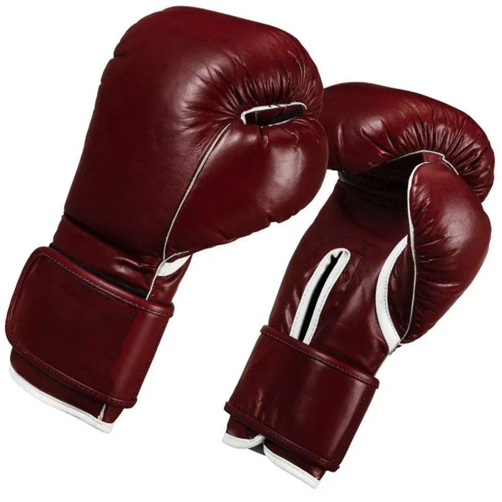 Genuine Leather Boxing Gloves for Training, Sparring & Muay Thai – Maroon & White