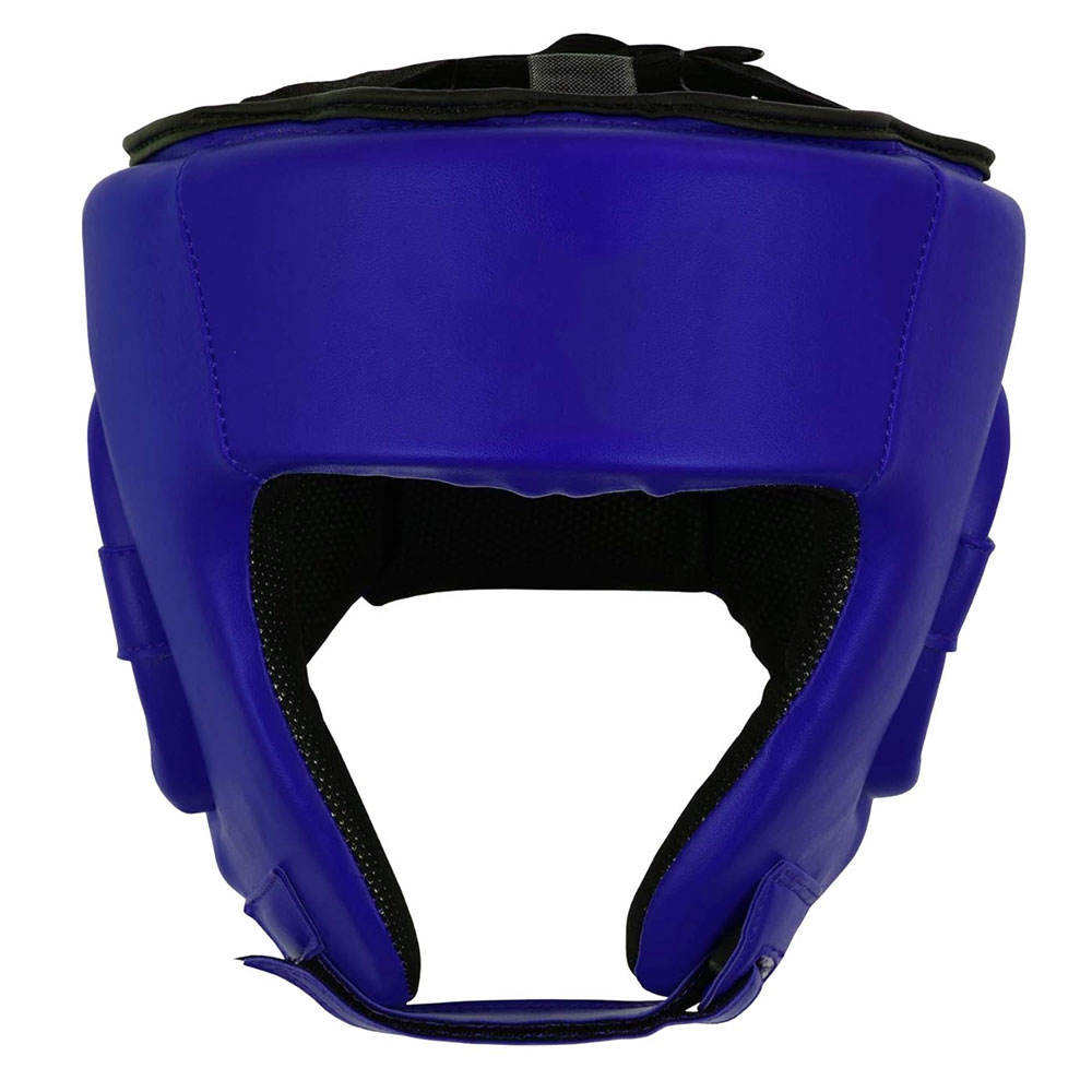 Blue Open Face Boxing Headgear – Lightweight Sparring Head Guard with Ear Protection | PlayGo Sports