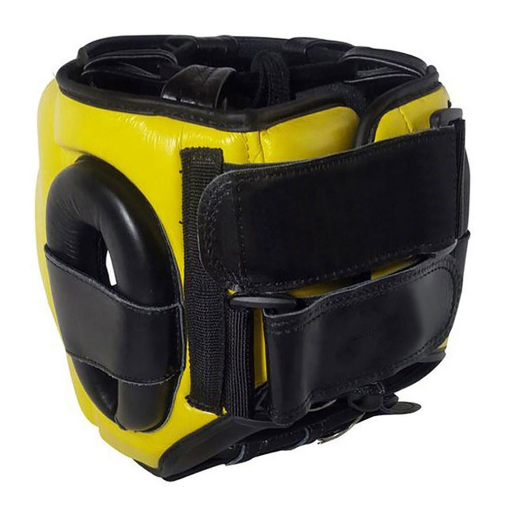 Yellow & Black Boxing Head Guard with Ear & Chin Protection – Sparring Headgear