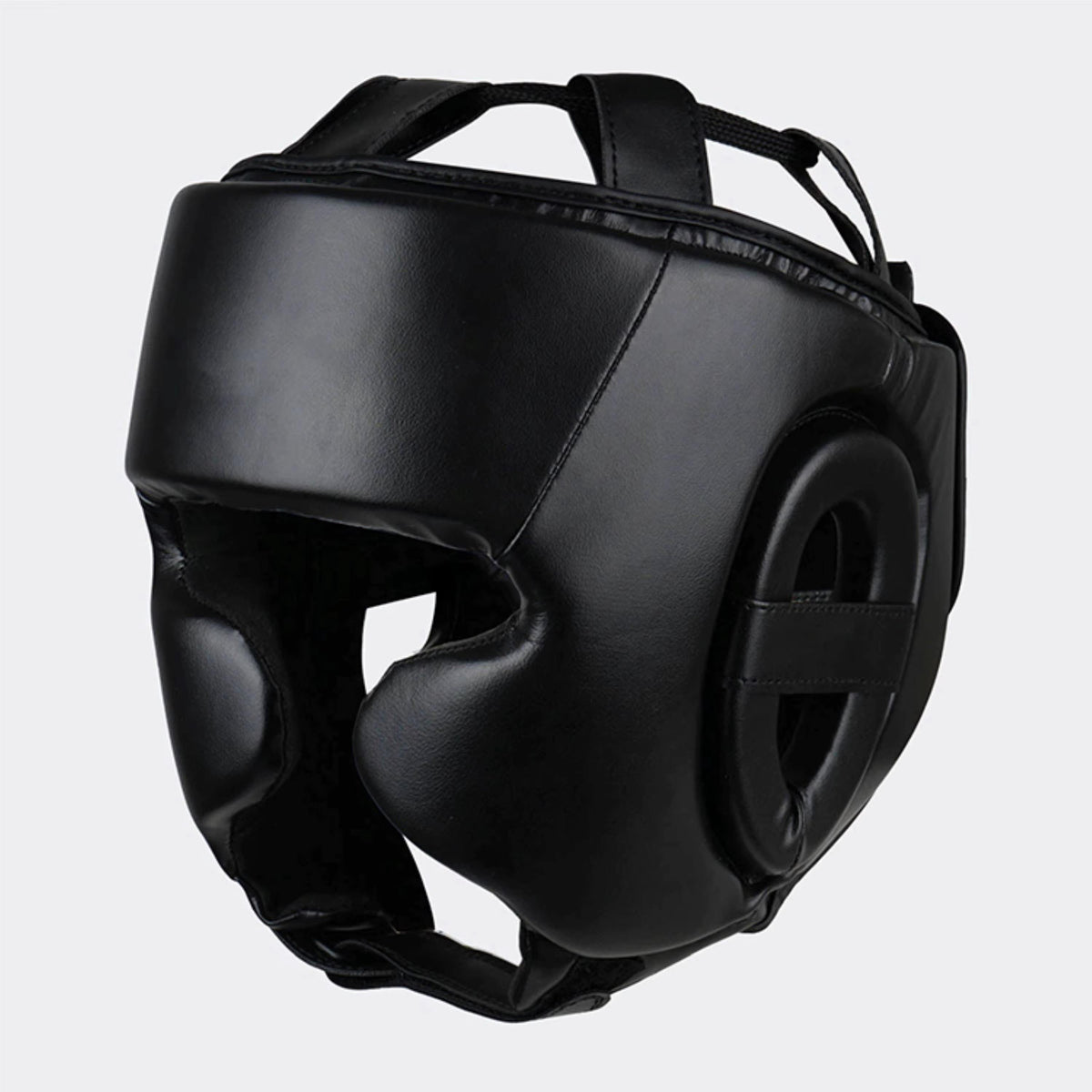 Black Open Face Boxing Head Guard with Cheek Protection – Training & Sparring Headgear