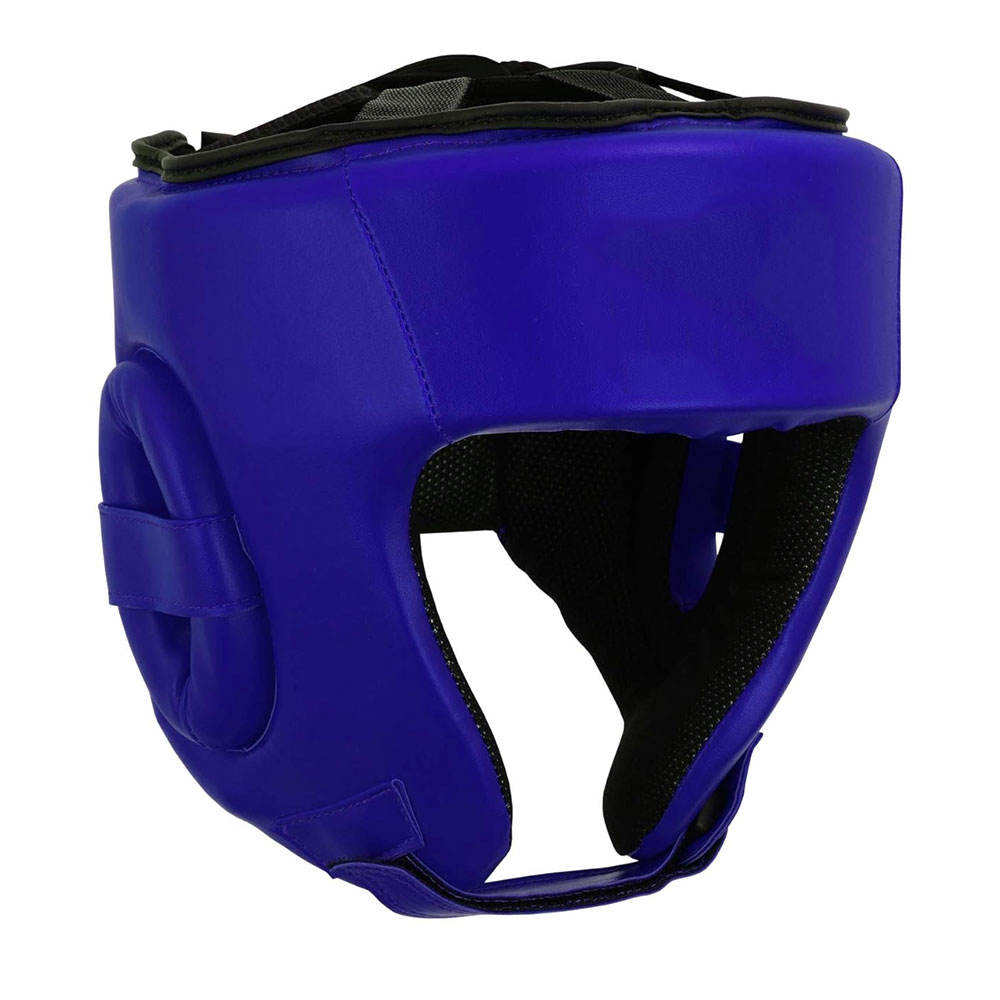 Blue Open Face Boxing Headgear – Lightweight Sparring Head Guard with Ear Protection | PlayGo Sports