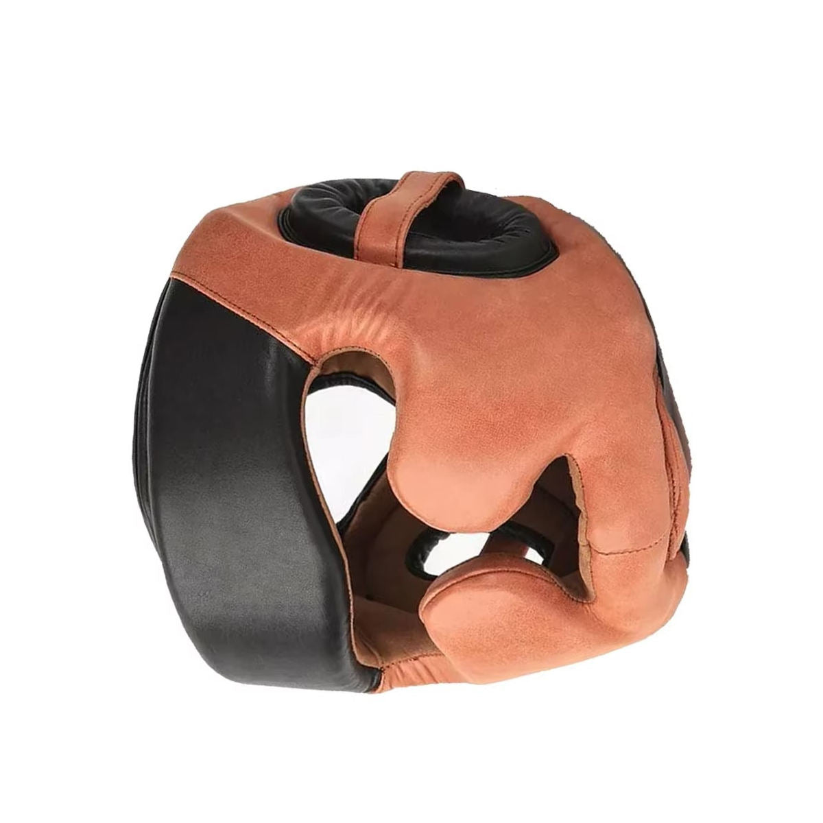 Brown & Black Full Face Boxing Head Guard – Nose, Cheek & Chin Protection