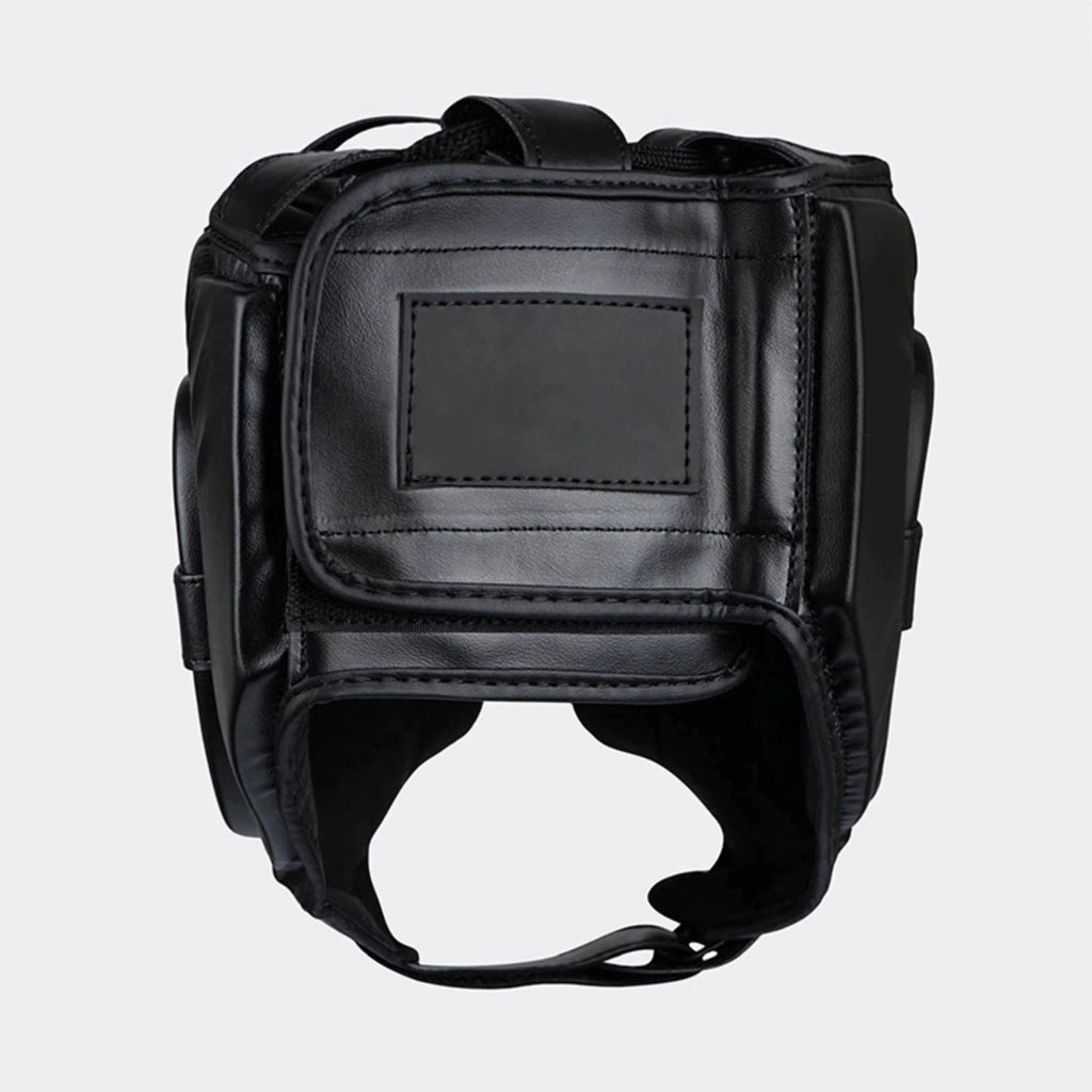 Black Open Face Boxing Head Guard with Cheek Protection – Training & Sparring Headgear