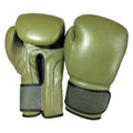Genuine Leather Boxing Gloves for Training, Sparring & Muay Thai – Olive Green