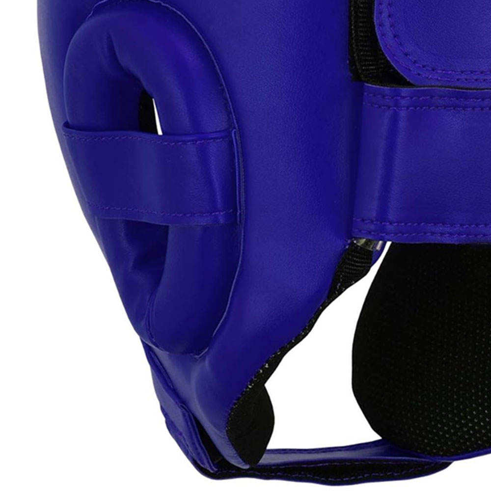 Blue Open Face Boxing Headgear – Lightweight Sparring Head Guard with Ear Protection | PlayGo Sports